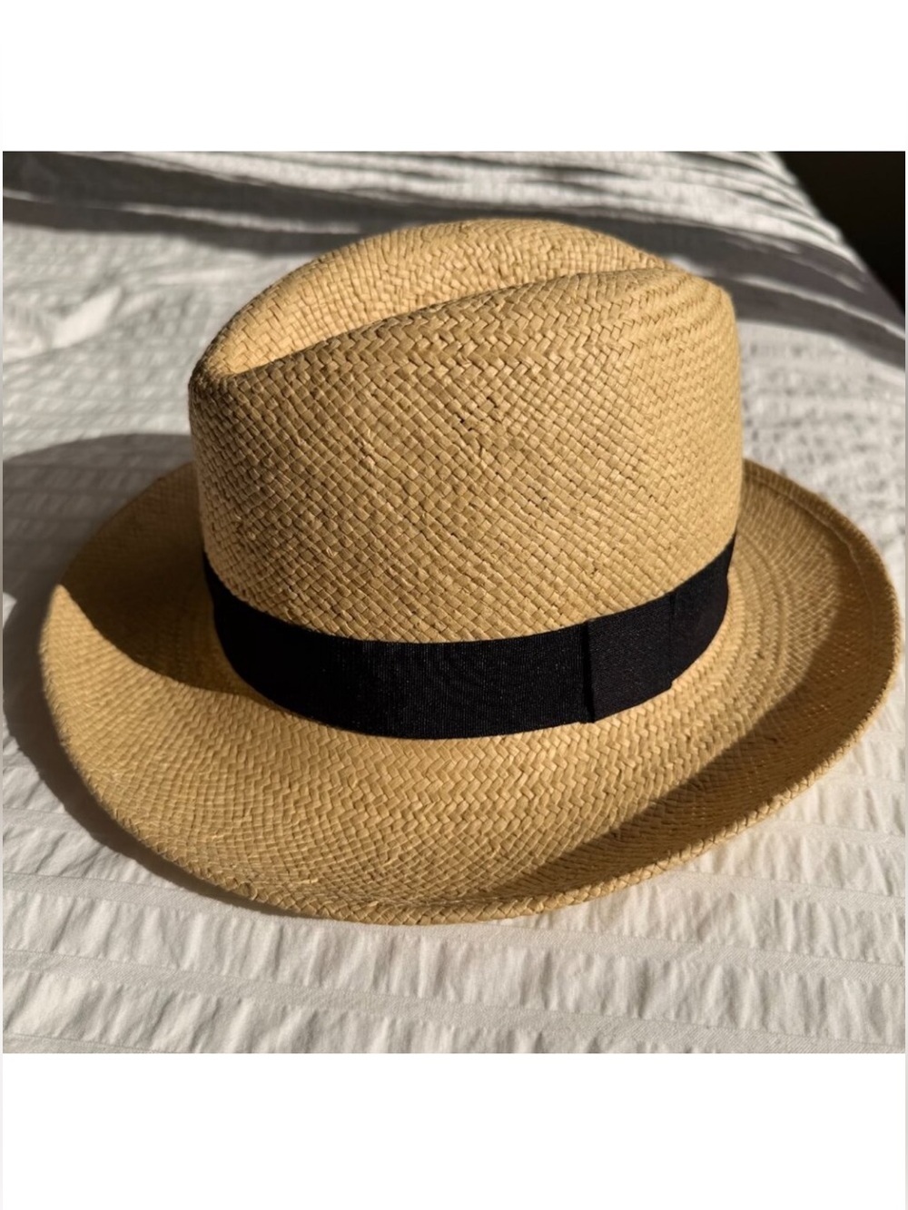 Caslon / Halogen Tan Straw Fedora with Black Band